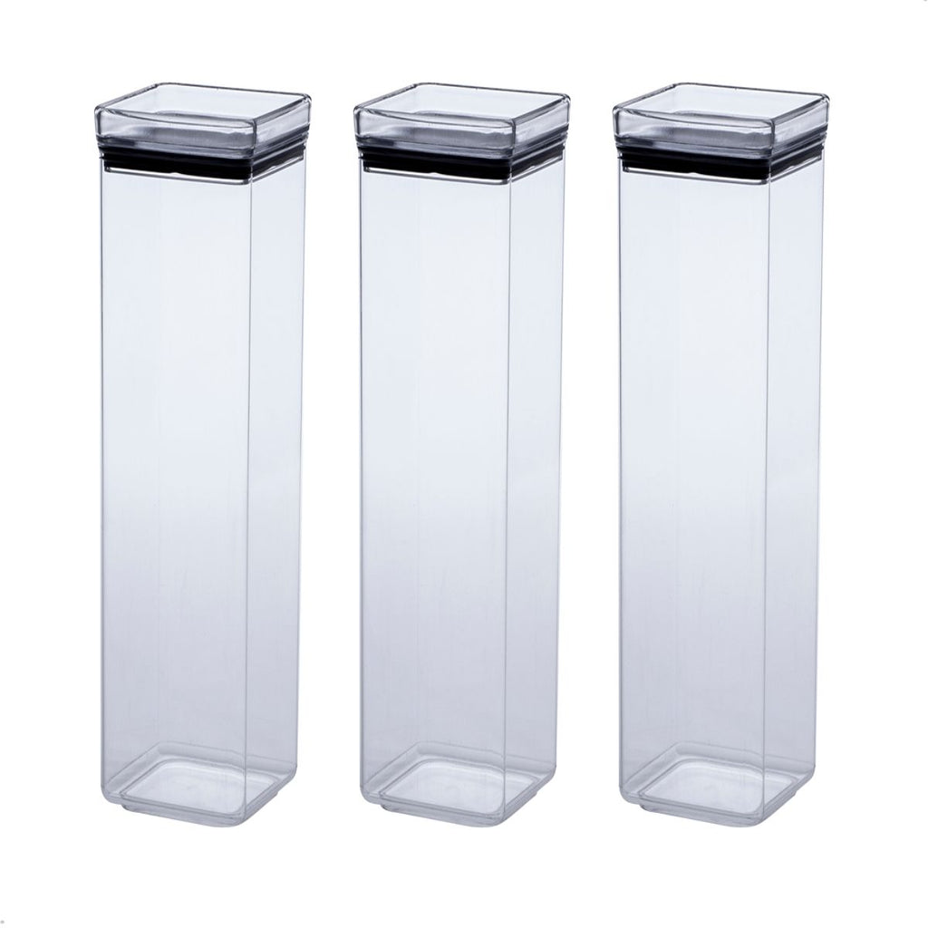 Kit 3 Potes Herméticos Quadrados Acrílico Transparentes