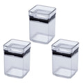 Kit 3 Potes Herméticos Quadrados Acrílico Transparentes