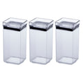 Kit 3 Potes Herméticos Quadrados Acrílico Transparentes
