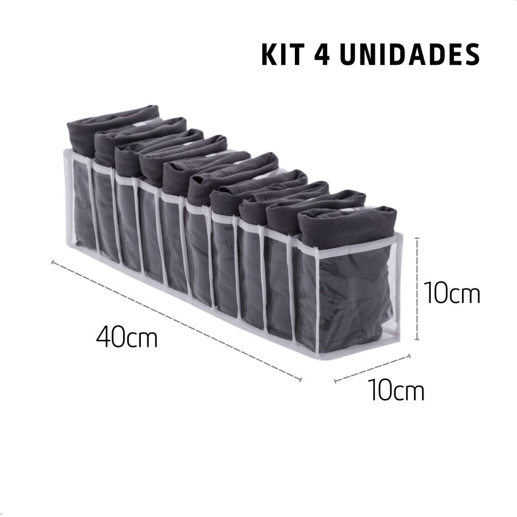 Kit 4 Colmeias Organizadoras Gaveta 40x10x10cm Transparente