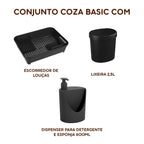 Kit Organizador de Pia Escorredor Dispenser e Lixeira