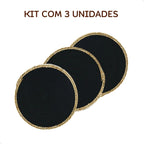 Kit Jogo Americano Redondo 3 Peças Palha e Algodão