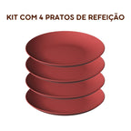 Kit 4 Pratos de Refeição Grandes e Coloridos