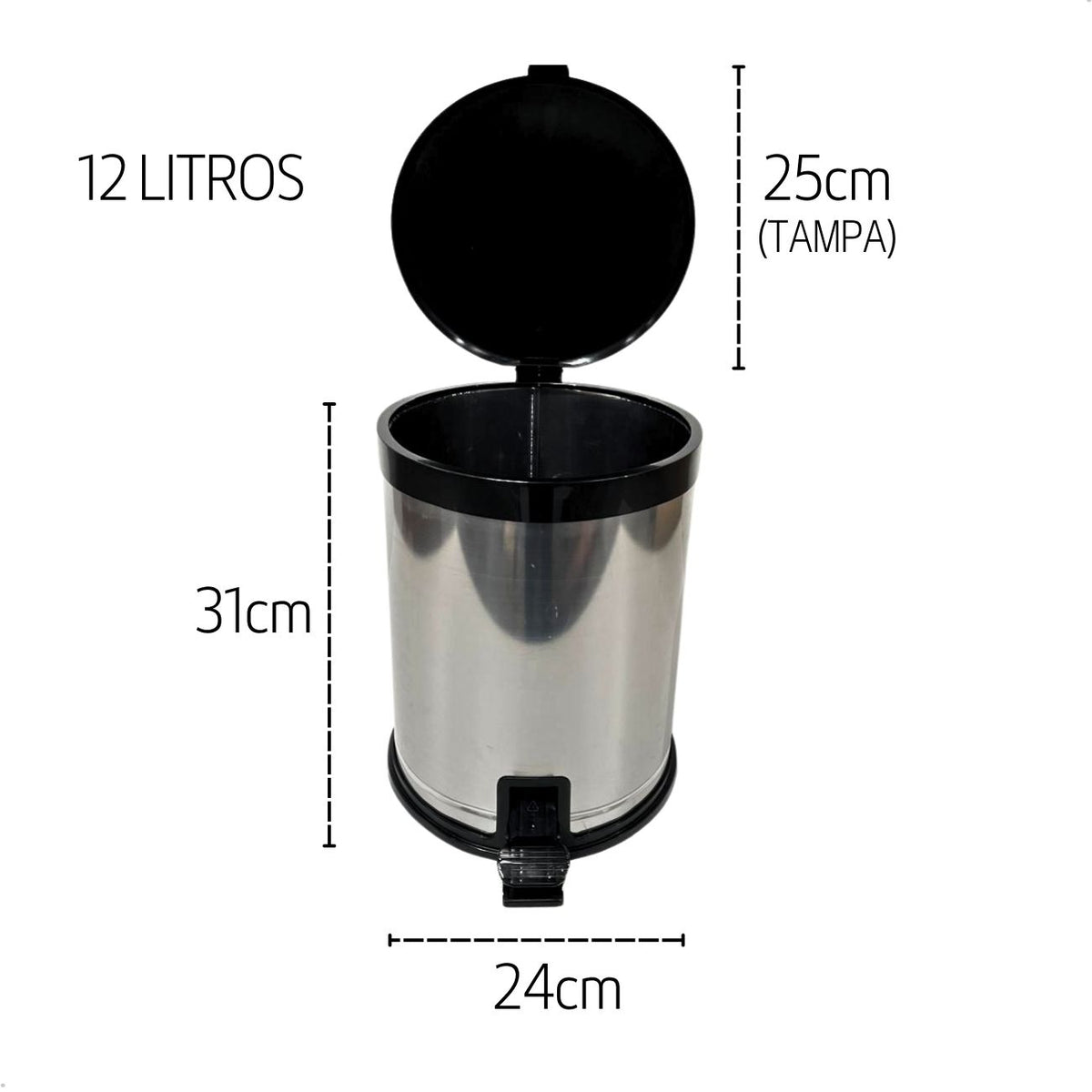 Lixeira de Aço Inox com Pedal 12 Litros