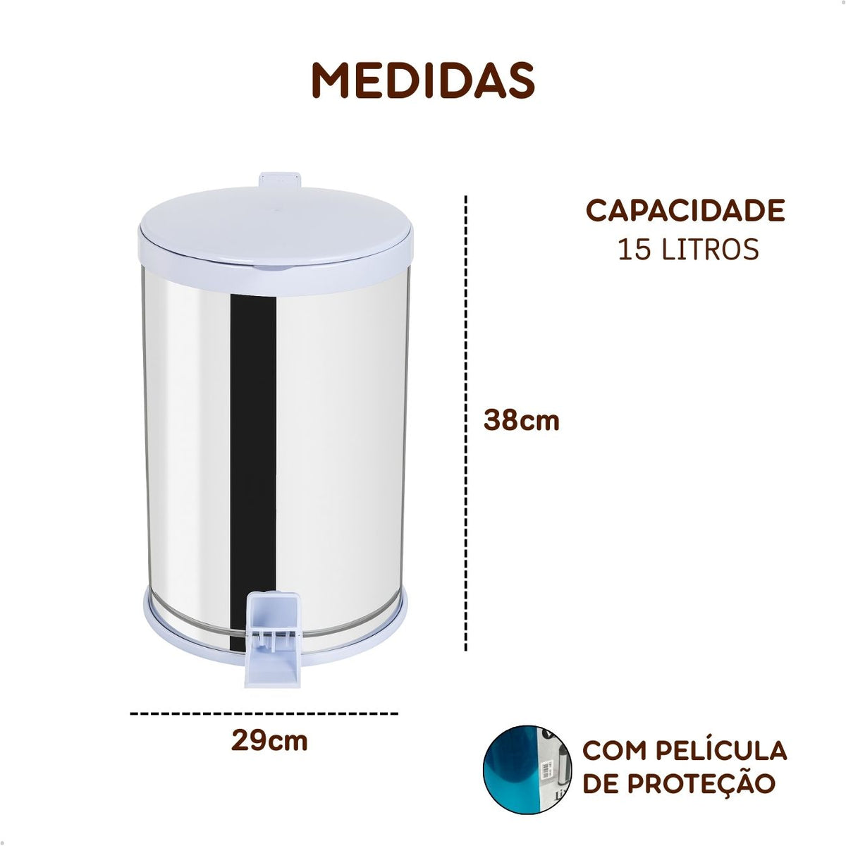 Lixeira Inox com Pedal 15 Litros
