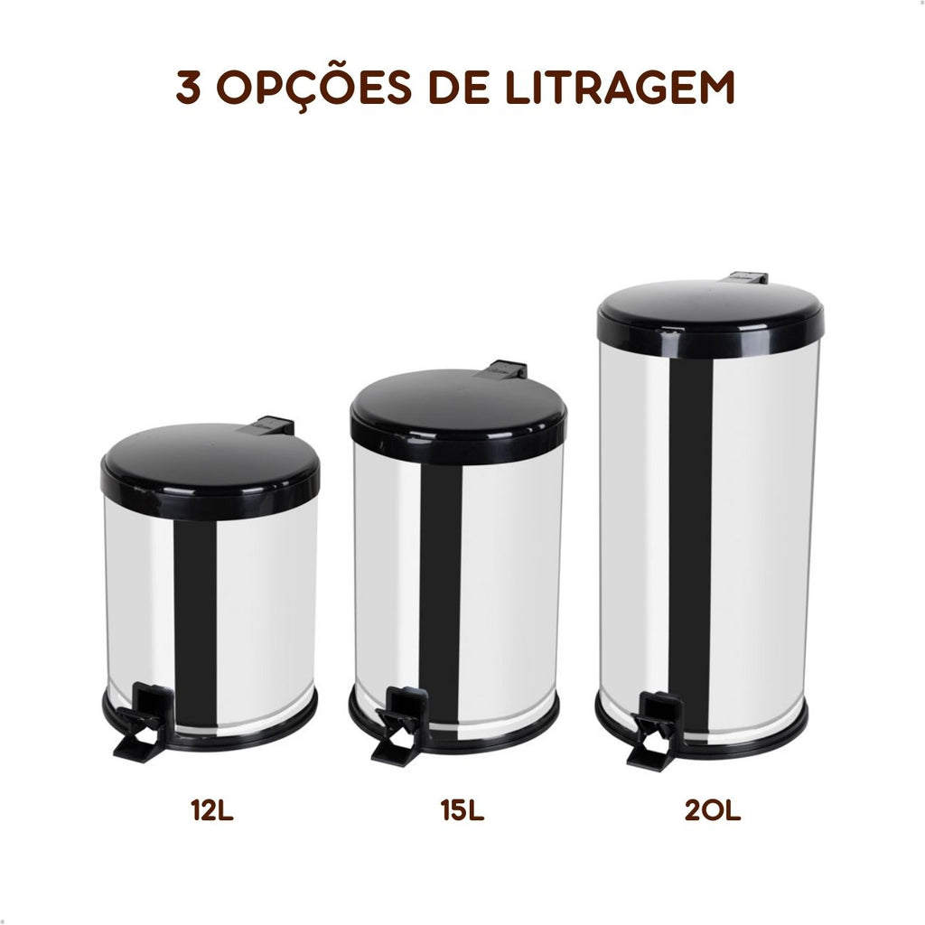 Lixeira Inox com Pedal 15 Litros
