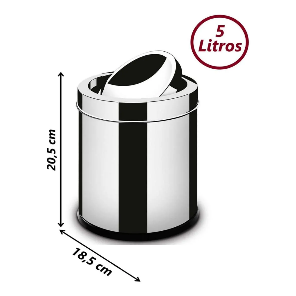 Lixeira Inox Banheiro 5 Litros Basculante