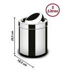Lixeira Inox Banheiro 5 Litros Basculante