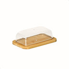 Manteigueira Bambu com Tampa Acrílico 18cm