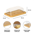 Manteigueira Bambu com Tampa Acrílico 18cm