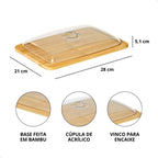 Porta-Frios de Bambu com Tampa de Acrílico 28x21 cm