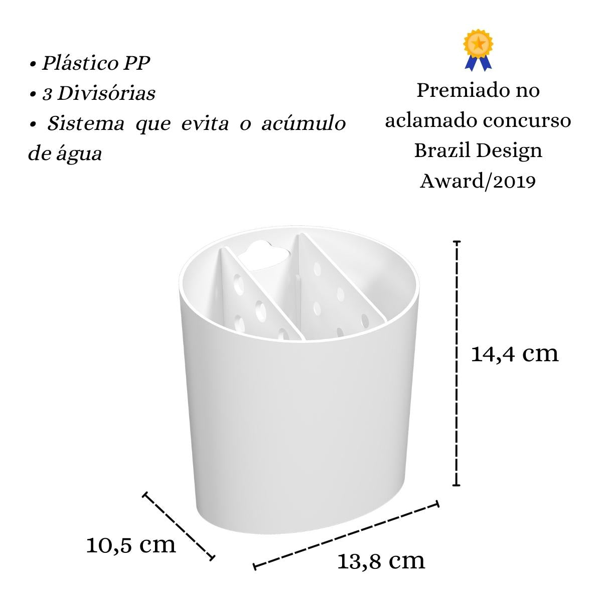 Porta Talheres Oval Escorredor para Garfo Faca e Colher