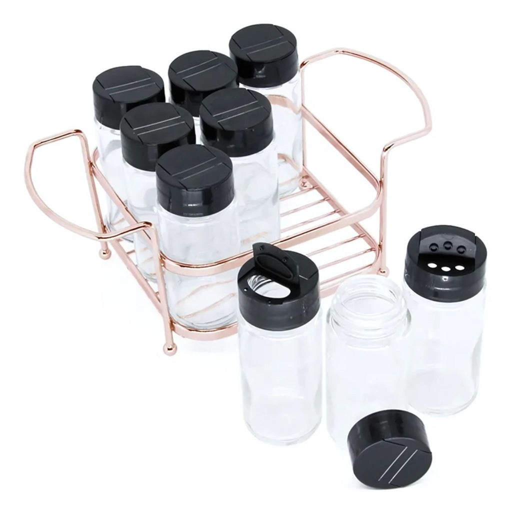 Porta Temperos Organizador com 9 Vidros para Cozinha