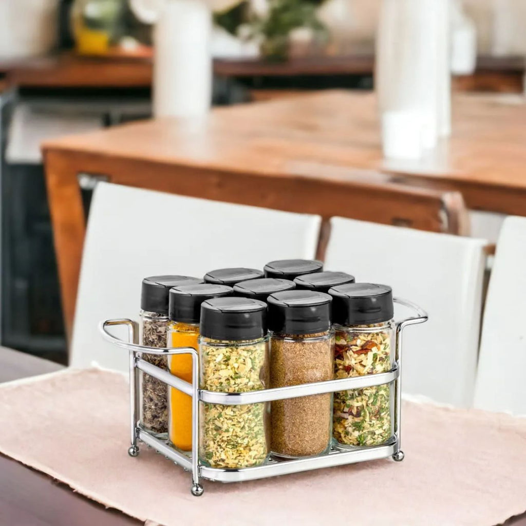 Porta Temperos Organizador com 9 Vidros para Cozinha