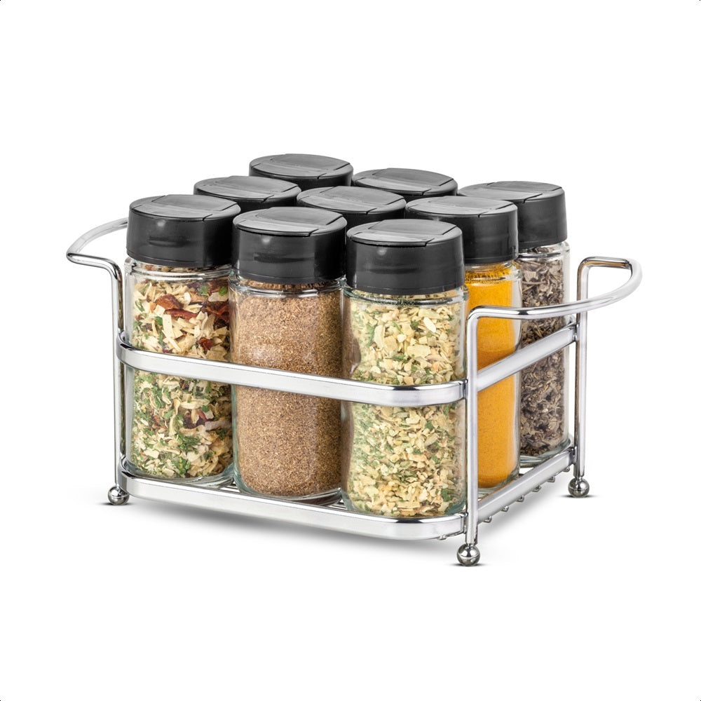 Porta Temperos Organizador com 9 Vidros para Cozinha