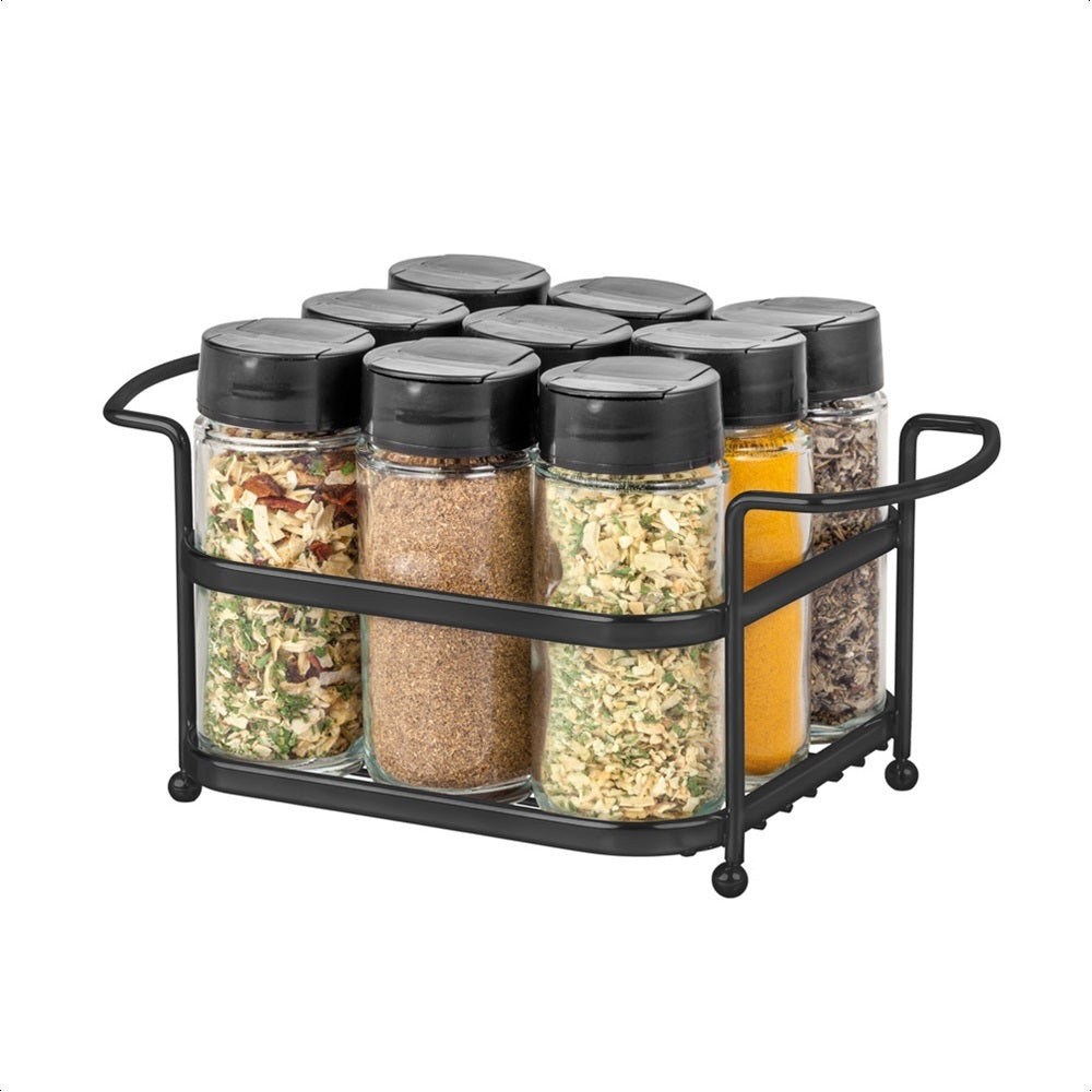 Porta Temperos Organizador com 9 Vidros para Cozinha