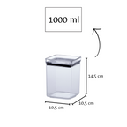 Pote Hermético Acrílico Quadrado para Alimentos 1.000ml