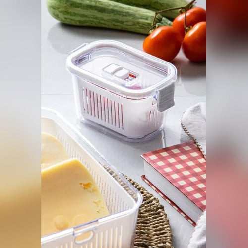Pote Hermético Acrílico Transparente  com Drenagem 1.360ml