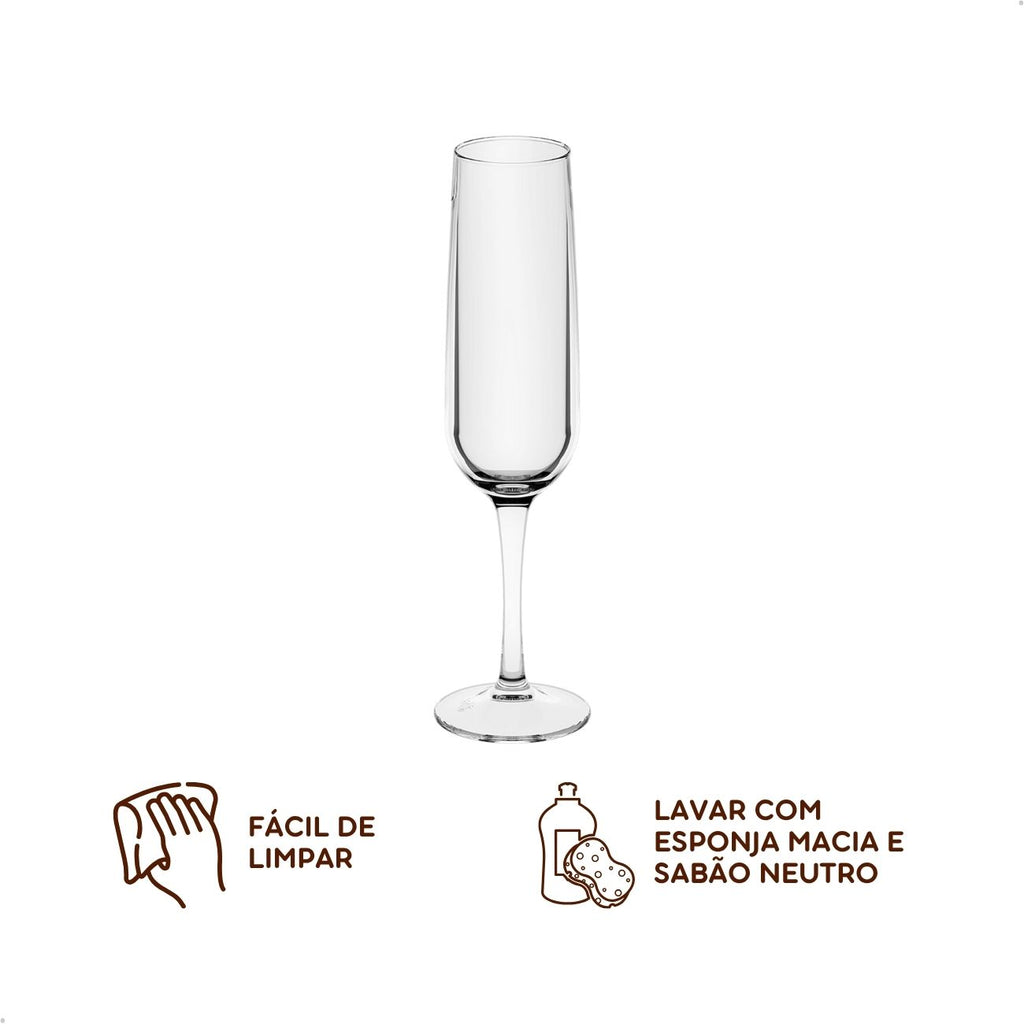 Taças Espumante Acrílico 160ml Jogo com 3 Unidades